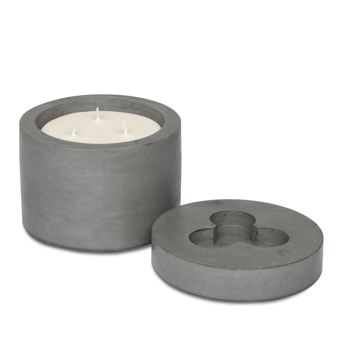 Pot & 3-Wick Candle Set Concrete & Wax