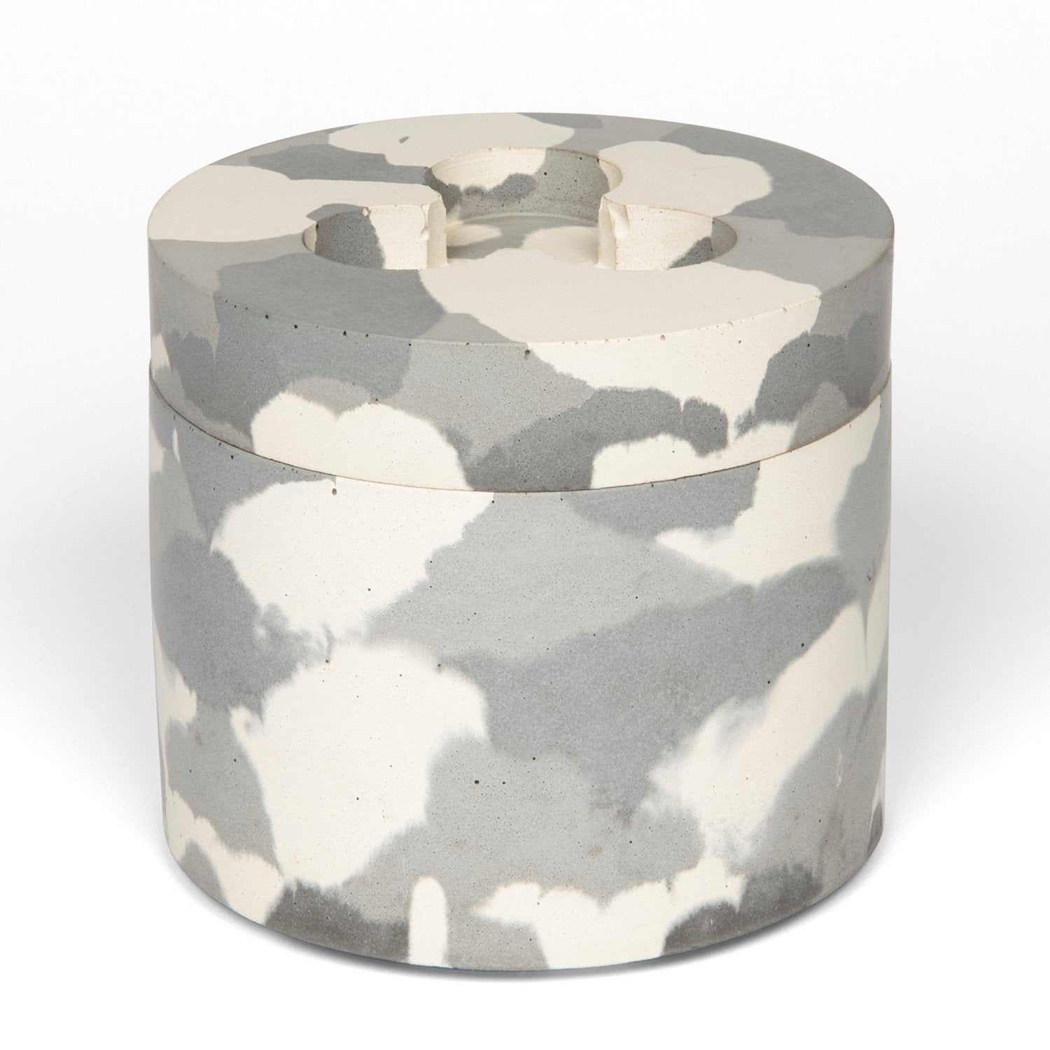 Pot & 3-Wick Candle Set Concrete & Wax