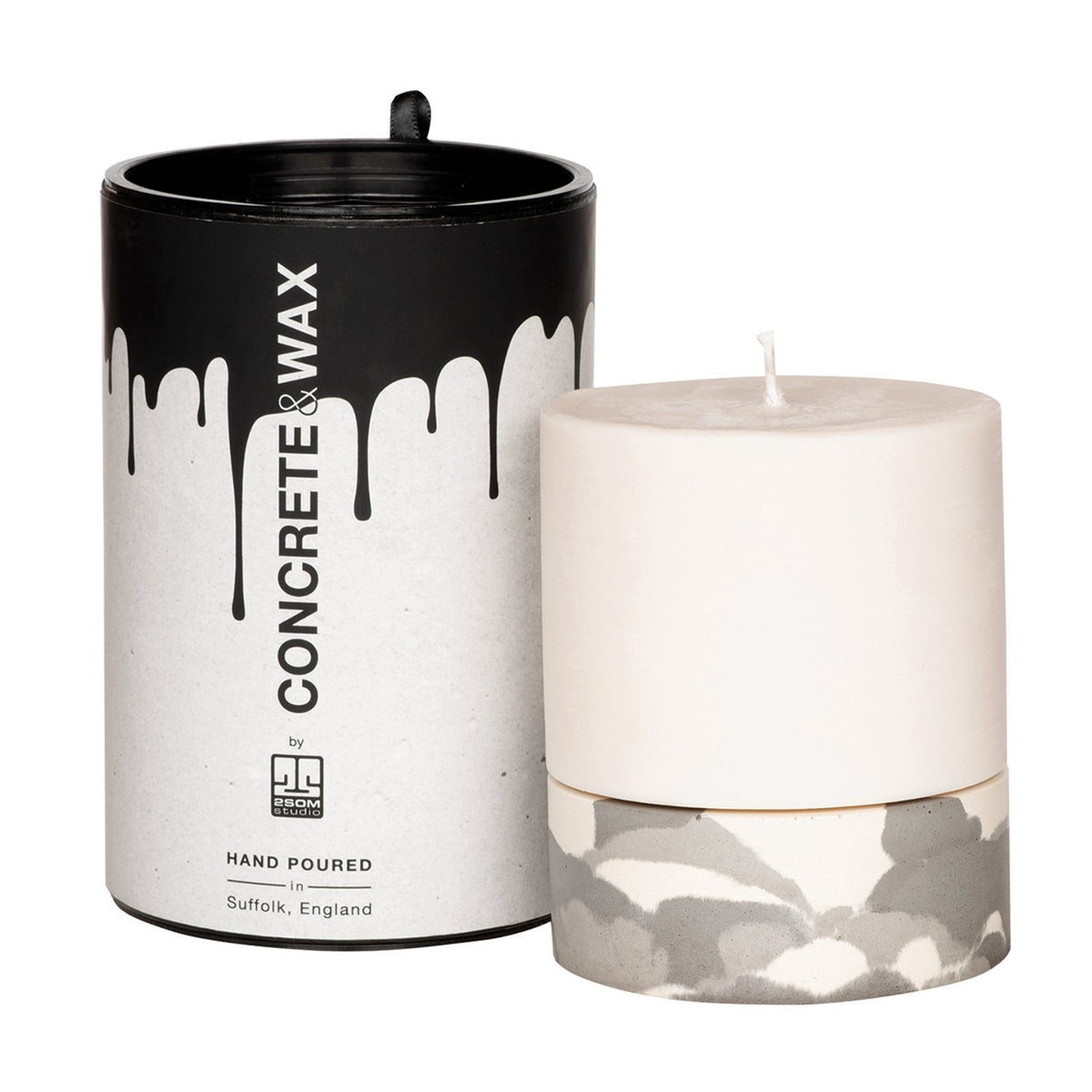 Large Holder & Candle Set Concrete & Wax
