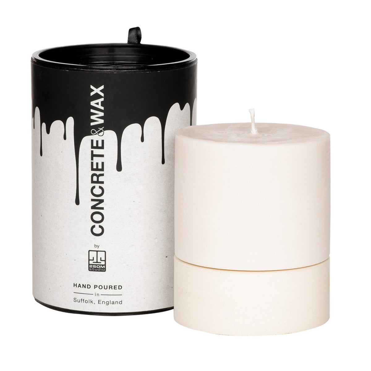 Large Holder & Candle Set Concrete & Wax